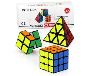 ROXENDA Speed Cube Set, [3 Pezzi] Cube Set con Cubo Magico di 2x2 3x3 Piramide, Durevole e Colori Vividi - Tornitura Facile e Giocare Liscio (Original)