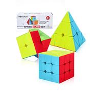 ROXENDA Speed Cube Set, [3 Pezzi] Stickerless Cube Pack con Cubo di Velocità 2x2 3x3 Piramide, Durevole e Colori Vividi - Tornitura Facile e Giocare Liscio (Stickerless)