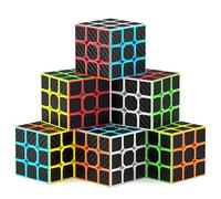 ROXENDA Speed Cube Set, 6 Pack cubetti Party Set Smooth Fast Cube Toy for Party Favor, Party Bags Fillers for Kids as gift [6 Pack] (Carbon Fiber)