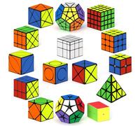 ROXENDA Speed Cube Set, Cubo Magico di 15 Packs 2X2 3X3 2X3 Axis Skewb Ivy Windmill Fisher Dodecahedron Piramide Cube, Rotazione Facile e Gioco Regolare [15 Pack]