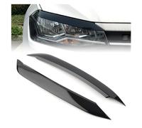 ROXENT 2 pezzi faro for auto lampada sopracciglio palpebra modanatura ABS copertura del coperchio, for VW, for POLO, 2019 2020, nero lucido Adesivi per lampade auto