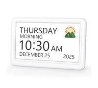 Roxicosly Calendario digitale, sveglia elettronica con giorno e data, orologio digitale con 20 promemoria personalizzati, 20 sveglie, 12 temi, 10 livelli, 17,8 cm, orologio demenza per anziani