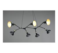 ROXIE LAMPADARIO 7 LUCI VINTAGE METALLO NERO E ORO DIFFUSORI ORIENTABILI LAMPADINE 7XE14