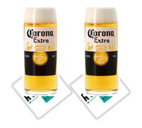 Roxley Corona Extra X2 bicchieri da birra Lager vengono forniti con 2 tappetini da birra di marca