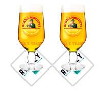 Roxley | Moretti Pint Bicchieri da birra X2 | Viene fornito anche con tappetini da birra di marca X2 | Lager Beer 56Cl Size Glass Man Cave | Made in UK