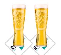 Roxley Peroni X2 Bicchiere da mezza pinta | Bicchieri Peroni da 28 cl | Viene fornito con 2 tappetini da birra di marca