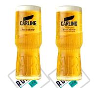 Roxley X2 Carling Pint bicchieri in vetro viene fornito con 2 tappetini da birra di marca