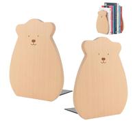 RoxNvm Fermalibri per Mensole, 2 Pezzi Ferma Libri per Libreria Faggio, Reggi Libri, Ferma Libri da Scaffale Base Antiscivolo, Reggi Libri per Libreria per Biblioteca Ufficio Casa Scuola (C)