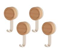 RoxNvm Ganci a Ventosa Super Resistenti, 4 Pezzi Gancio Ventosa Di Legno, Ventose con Gancio, Appendi Asciugamani Bagno per Bagni e Cucine (Bianco)