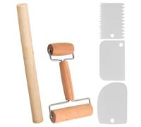 RoxNvm Mattarello Legno, 2 Pezzi Rullo per Pasta con Tarocco per Impasti, Doppio Mattarello Piccolo, Rullo per Pasta in Legno Adatto per Stendere la Pasta a Mano, Pizza Dolci Fagottini