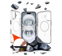 Roxx - Custodia trasparente per iPhone 16, con pulsante per fotocamera, protezione dello schermo, protezione della fotocamera, compatibile con accessori MagSafe