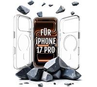 Roxx - Custodia trasparente per iPhone 17 Pro, con pulsante per fotocamera, pellicola protettiva, protezione per fotocamera, compatibile con accessori MagSafe