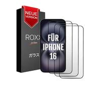 ROXX NEO - Vetro protettivo 3D giapponese 9H (3 pezzi), non nasconde il display, per iPhone 16, bordi arrotondati, più duro, antigraffio, infrangibile, per vetro temperato