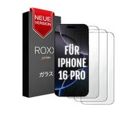 ROXX NEO - Vetro protettivo 3D giapponese 9H (3 pezzi), non nasconde il display, per iPhone 16 Pro, bordi arrotondati, più duro, antigraffio, infrangibile, per vetro temperato