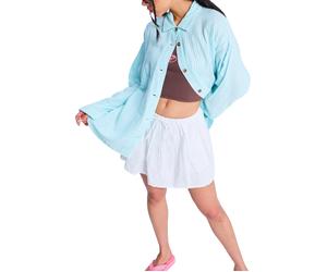 Roxy - Camicia in cotone e lino - Morning Shine Stripe Shirt Coconut Milk Regular Stripe per Donne in Cotone - Taglia S - Blu