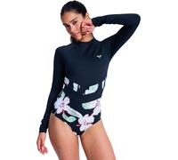 Roxy - Costume da bagno a maniche lunghe - The Rider Zipped LS Onesie Anthracite Spring Charming per Donne in Poliestere Riciclato - Taglia M - Nero