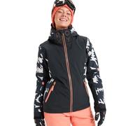 Roxy - Giacca da sci Softshells da donna - Freejet Mountain Static True Black Big Flower per Donne in Pelle - Taglia S - Nero
