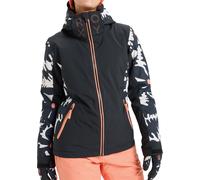 Roxy - Giacca da sci Softshells da donna - Freejet Mountain Static True Black Big Flower per Donne in Pelle - Taglia S - Nero