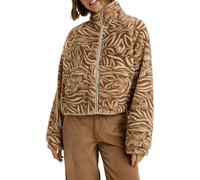 Roxy - Maglione donna in pile con zip - Blurry Cloud Print Parchment Animal Floral Big per Donne in Poliestere Riciclato - Taglia L - Marrone