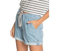 Roxy Milady Beach-Bermuda Elasticizzati in Jeans da Donna, Light Blue, L