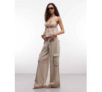 Roxy - Pantaloni da mare beige a righe zig-zag-Neutro L