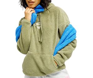 Roxy - Sweat à capuche en sherpa - Cool Calling Polar Fleece Pullover Oil Green per Donne - Taglia L - Kaki