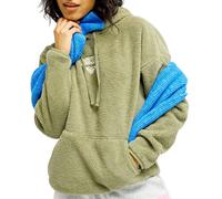 Roxy - Sweat à capuche en sherpa - Cool Calling Polar Fleece Pullover Oil Green per Donne - Taglia S - Kaki