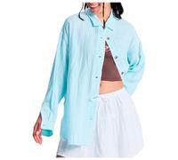 Roxy - Camicia in cotone e lino - Morning Shine Stripe Shirt Coconut Milk Regular Stripe per Donne in Cotone - Taglia L - Blu