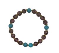 Roxys Perlenkraft Bracciale con perle di vetro, 8 mm, azzurro, elastico, da donna, 17 cm, realizzato a mano in Germania