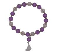 Roxys Perlenkraft Bracciale da donna rosa e bianco, perline acriliche da 8 mm, elastico con ciondolo a forma di fiore, gioiello alla moda, regalo per donne e ragazze