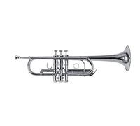 Roy Benson C-Trumpet TR-402CS (tromba versatile, con accordatura commutabile da Do a Sib, inclusa pratica custodia rettangolare a zaino), argentata.