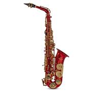 Roy Benson Eb-Alt Saxophone AS-202R (corpo in ottone pregiato e chiave F# alta, incluso bocchino, panno per la pulizia e cinghia per il trasporto, con pratico set di zaini), rosso