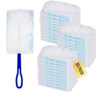 ROY Confezione di ricariche per panni compatibili con il magnete della polvere Swiffer, 60 pezzi in microfibra, con manico ergonomico, spolverino Duster per una pulizia efficiente di polvere e sporco