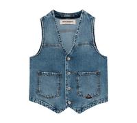 Roy Roger's, ,Jackets ,Donna ,Blu ,M Gilet di jeans lavato stone wash di media tonalità