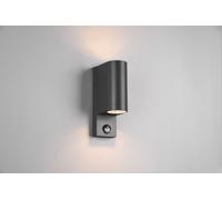 ROYA APPLIQUE DA ESTERNO FUSIONE ALLUMINIO STONDATA ANTRACITE A BI-EMISSIONE CON SENSORE DI MOVIMENTO IP44 H.22CM 2 LUCI ATTACCO GU10