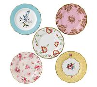 Royal Albert 100 Years 40017562-Piatto Anni 1950-1990, Set da 5, Multicolore, Porcellana, 20 cm, 5 unità