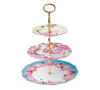 Royal Albert - Alzata per torte a 3 piani Miranda Kerr, piatti da portata vintage per tè pomeridiano, realizzati in porcellana fine, motivo floreale e farfalla