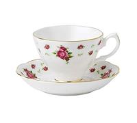 Royal Albert Modern Vintage NCRWTW26135 - Tazza da tè e piattino, Set da 2 Pezzi, in Porcellana Bone China, Colore: Bianco