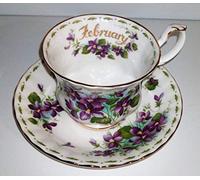 Royal Albert/Tazza da collezione "Febbraio" / Bone China / 1 tazza - 1 piattino / Violets/Frebruar