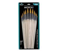 Royal and Langnickel Round Taklon Variety Long Handle Brush Set - Gold (Pack of 12)