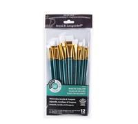 Royal and Langnickel RSET-9308 - Set da 12 pennelli con setole medie in taklon, colore: Bianco
