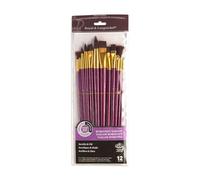 Royal and Langnickel RSET-9314 - Set di 12 pennelli con setole in taklon e manico lungo, colore: Borgogna