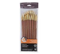 Royal & Langnickel – Set di 12 pennelli RSET-9317 – Firm Bone, manico lungo, setole in taklon