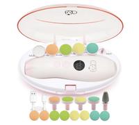 Royal Angels Tagliaunghie Elettrico Ricaricabile 22 in 1, Lima Unghie Neonati con Schermo LCD, Custodia, 13 Ricambi, 4 Velocità e Luce LED, Kit Manicure (Ricaricabile, BiancoRosa)