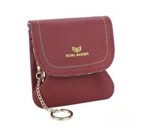 Royal Bagger Bacio Serratura Portamonete per le Donne RFID Semplice Titolare della Carta con Portachiavi Rimovibile Borsa di Stoccaggio in Vera Pelle 2622 (Vino rosso)