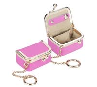 Royal Bagger Cuoio Genuino Mini Monili Delle Donne Della Moneta Della Borsa di Colore Solido Bacio Blocco Cambiamento Sacchetto di Stile Casual Piccolo Sacchetto di Immagazzinaggio, Rosa con catena