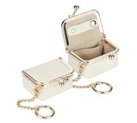 Royal Bagger Cuoio Genuino Mini Monili Delle Donne Della Moneta Della Borsa di Colore Solido Bacio Blocco Cambiamento Sacchetto di Stile Casual Piccolo Sacchetto di Immagazzinaggio, Bianco con catena