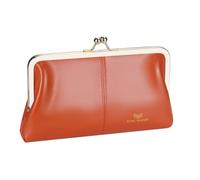 Royal Bagger RFID Kiss Lock Portafoglio, Colore Solido Multi-card Slot Porta Carte, Vera Pelle di Mucca Pochette per le Donne 1468 (Arancione 2468)