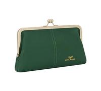 Royal Bagger RFID Kiss Lock Portafoglio, Colore Solido Multi-card Slot Porta Carte, Vera Pelle di Mucca Pochette per le Donne 1468 (dunkelgrün)