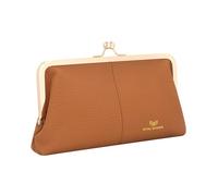 Royal Bagger RFID Kiss Lock Portafoglio, Colore Solido Multi-card Slot Porta Carte, Vera Pelle di Mucca Pochette per le Donne 1468 (Braun)